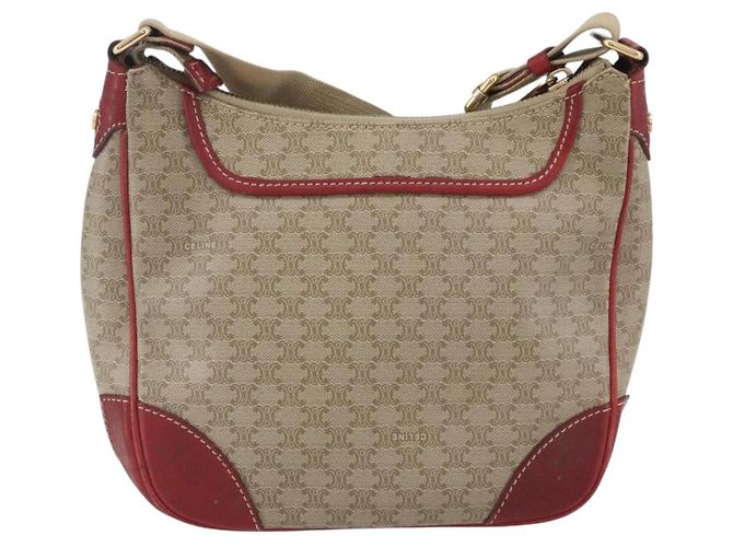 Céline Borsa a Spalla in Tela Macadam CELINE PVC Beige Oro Auth 153008 D'oro - vista 13