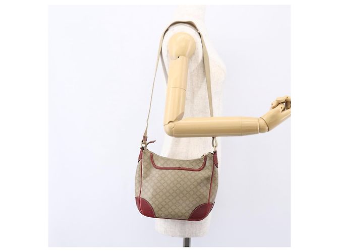 Céline Borsa a Spalla in Tela Macadam CELINE PVC Beige Oro Auth 153008 D'oro - vista 21