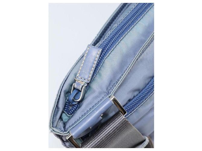 PRADA Schultertasche Nylon Hellblau Silber Authentisch ar13778 - Ansicht 10