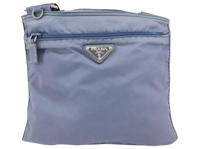 PRADA Schultertasche Nylon Hellblau Silber Authentisch ar13778 - Ansicht 13