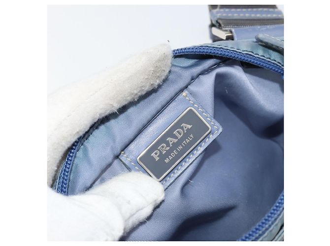 PRADA Schultertasche Nylon Hellblau Silber Authentisch ar13778 - Ansicht 18
