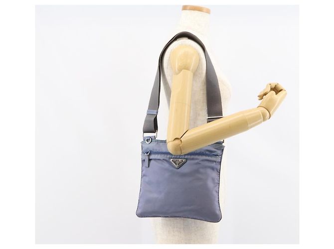 PRADA Schultertasche Nylon Hellblau Silber Authentisch ar13778 - Ansicht 22