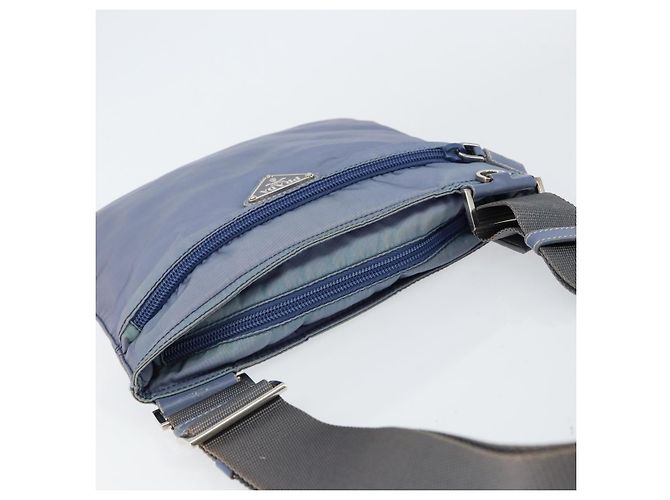 PRADA Schultertasche Nylon Hellblau Silber Authentisch ar13778 - Ansicht 6
