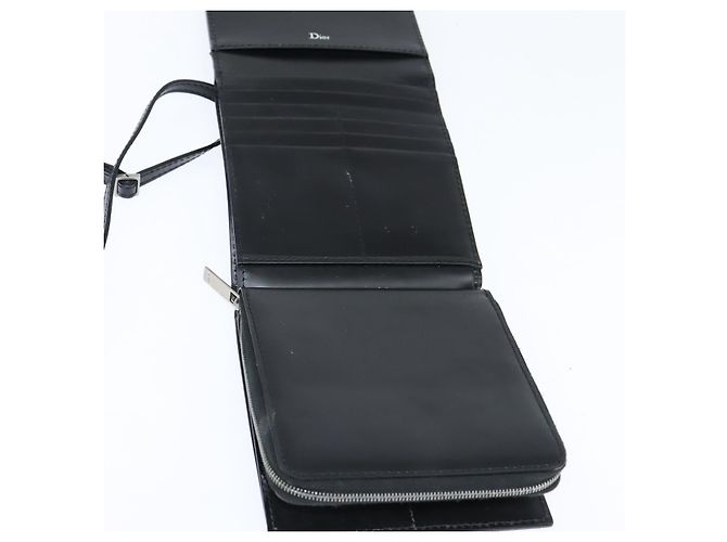 Borsa a spalla in tela Trotter Christian Dior in PVC nero e argento Auth bs30176 - vista 9