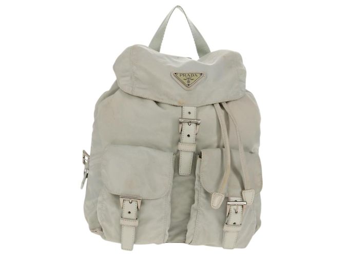 Sac à dos PRADA en nylon gris Auth sw1586 Marron - vue 13