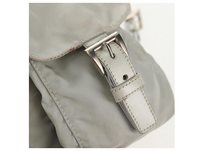 Sac à dos PRADA en nylon gris Auth sw1586 Marron - vue 25