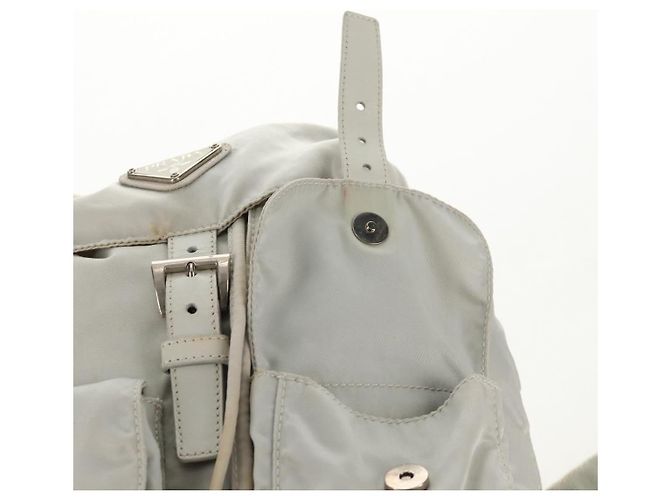 Sac à dos PRADA en nylon gris Auth sw1586 Marron - vue 26