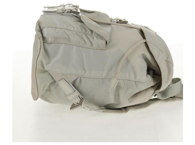 Sac à dos PRADA en nylon gris Auth sw1586 Marron - vue 6