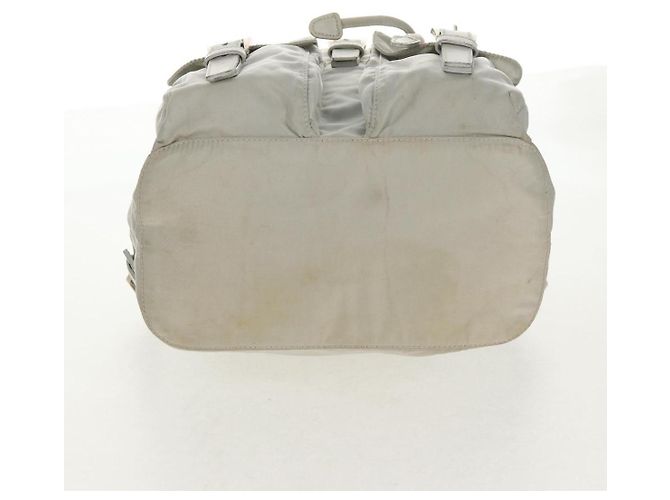 Sac à dos PRADA en nylon gris Auth sw1586 Marron - vue 7