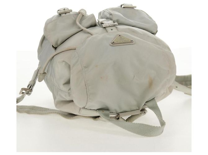 Sac à dos PRADA en nylon gris Auth sw1586 Marron - vue 8