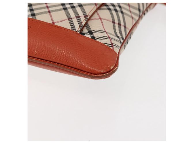 Burberry Borsa a spalla Nova Check in tela e pelle beige arancione argento autentica ti3467 - vista 14