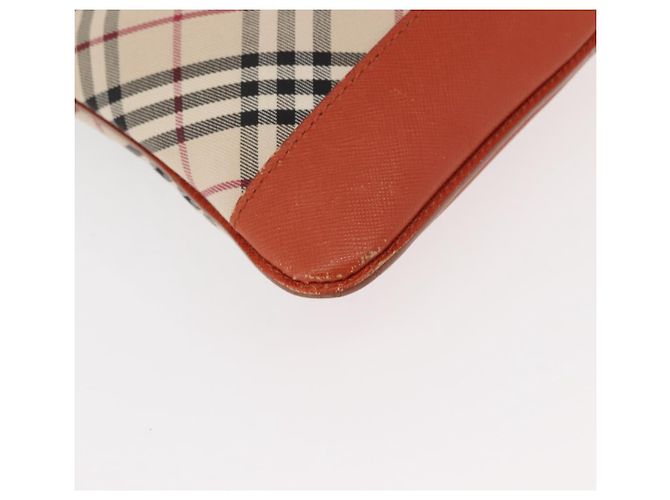 Burberry Borsa a spalla Nova Check in tela e pelle beige arancione argento autentica ti3467 - vista 15