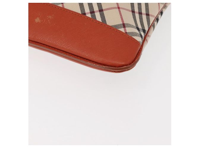 Burberry Borsa a spalla Nova Check in tela e pelle beige arancione argento autentica ti3467 - vista 16