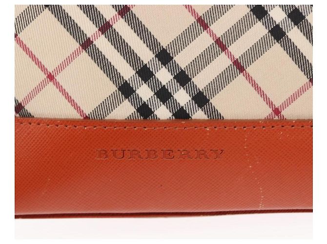Burberry Borsa a spalla Nova Check in tela e pelle beige arancione argento autentica ti3467 - vista 17