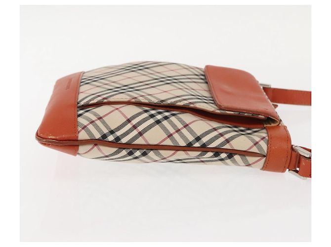 Burberry Borsa a spalla Nova Check in tela e pelle beige arancione argento autentica ti3467 - vista 3