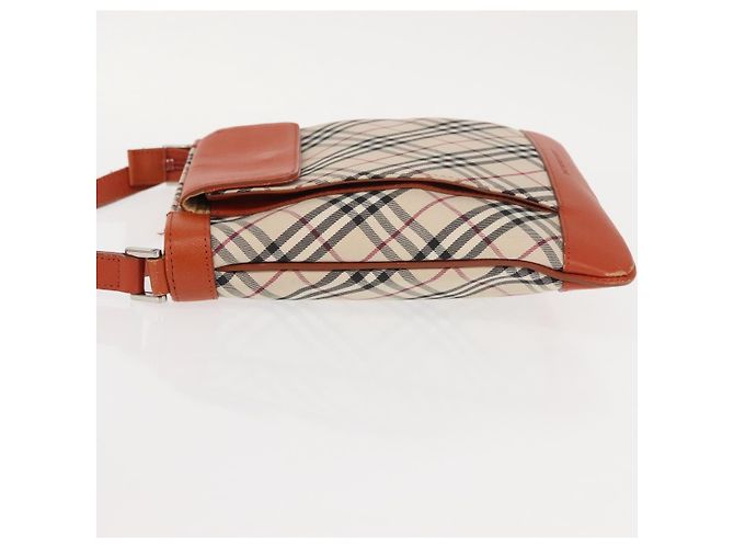 Burberry Borsa a spalla Nova Check in tela e pelle beige arancione argento autentica ti3467 - vista 4