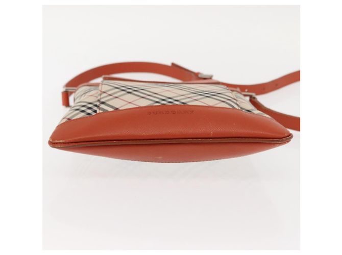 Burberry Borsa a spalla Nova Check in tela e pelle beige arancione argento autentica ti3467 - vista 5