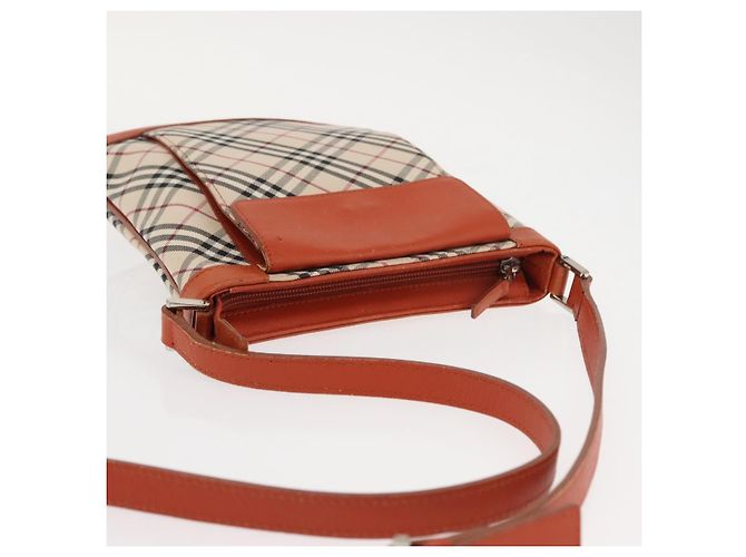 Burberry Borsa a spalla Nova Check in tela e pelle beige arancione argento autentica ti3467 - vista 6