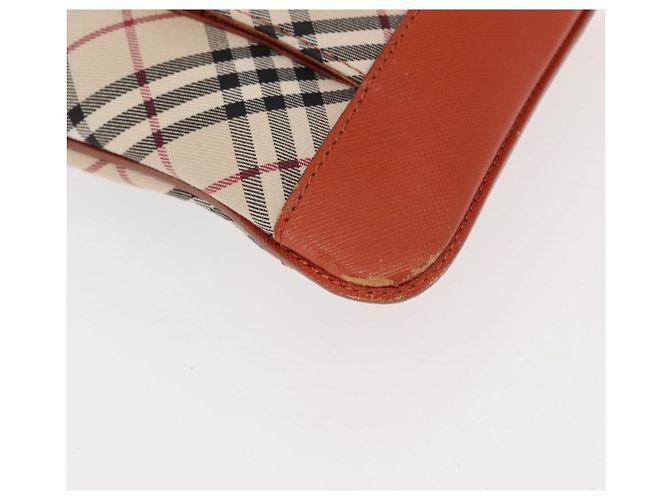 Burberry Borsa a spalla Nova Check in tela e pelle beige arancione argento autentica ti3467 - vista 9