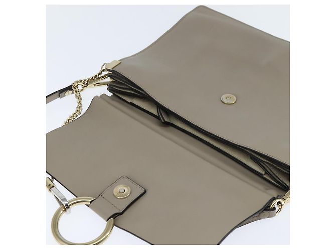 Chloé Borsa a Spalla Chloe Fay in Pelle Scamosciata Grigia e Oro Auth BA7076 Marrone D'oro - vista 10