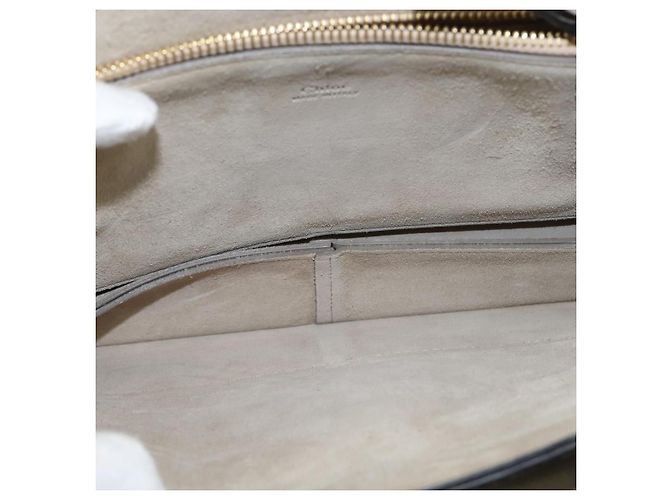 Chloé Borsa a Spalla Chloe Fay in Pelle Scamosciata Grigia e Oro Auth BA7076 Marrone D'oro - vista 11