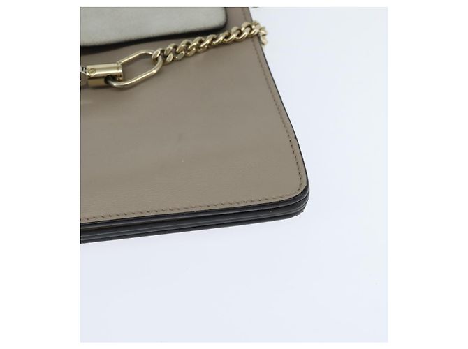 Chloé Borsa a Spalla Chloe Fay in Pelle Scamosciata Grigia e Oro Auth BA7076 Marrone D'oro - vista 14