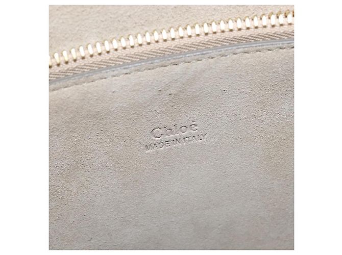 Chloé Borsa a Spalla Chloe Fay in Pelle Scamosciata Grigia e Oro Auth BA7076 Marrone D'oro - vista 18