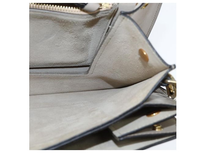 Chloé Borsa a Spalla Chloe Fay in Pelle Scamosciata Grigia e Oro Auth BA7076 Marrone D'oro - vista 19