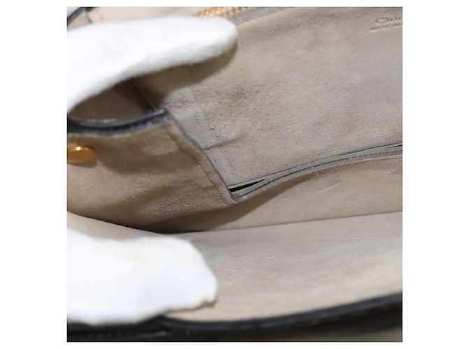 Chloé Borsa a Spalla Chloe Fay in Pelle Scamosciata Grigia e Oro Auth BA7076 Marrone D'oro - vista 20