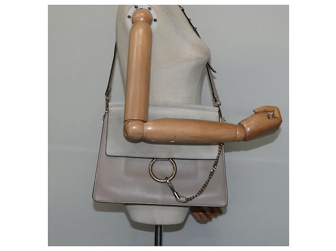 Chloé Borsa a Spalla Chloe Fay in Pelle Scamosciata Grigia e Oro Auth BA7076 Marrone D'oro - vista 23