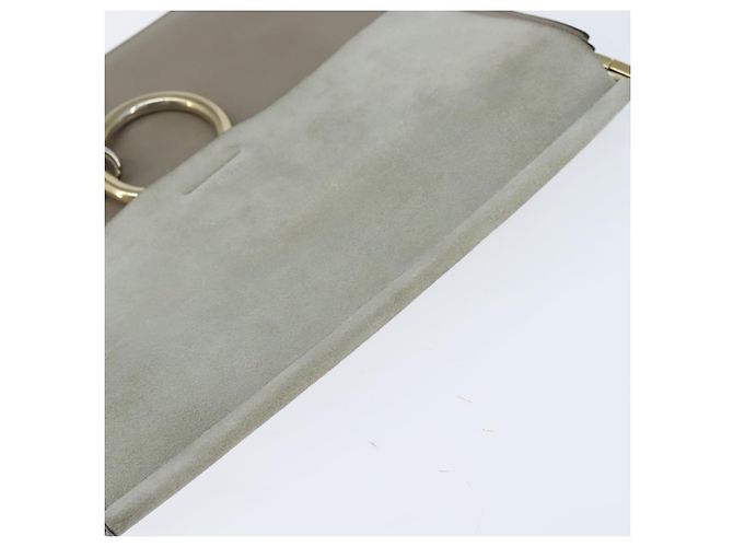 Chloé Borsa a Spalla Chloe Fay in Pelle Scamosciata Grigia e Oro Auth BA7076 Marrone D'oro - vista 6