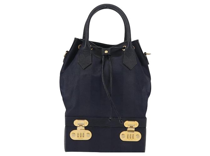 Pequin Borsa a mano in tela Pecan FENDI PVC blu navy oro Auth 146482 D'oro - vista 13