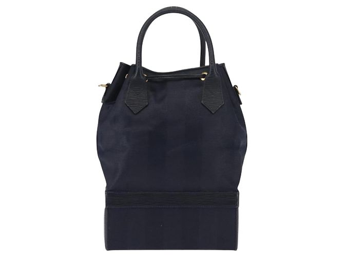 Pequin Borsa a mano in tela Pecan FENDI PVC blu navy oro Auth 146482 D'oro - vista 2