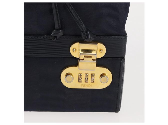 Pequin Borsa a mano in tela Pecan FENDI PVC blu navy oro Auth 146482 D'oro - vista 20