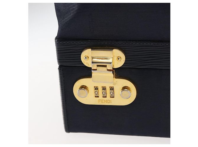 Pequin Borsa a mano in tela Pecan FENDI PVC blu navy oro Auth 146482 D'oro - vista 21