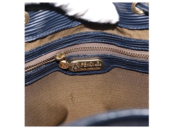 Pequin Borsa a mano in tela Pecan FENDI PVC blu navy oro Auth 146482 D'oro - vista 22