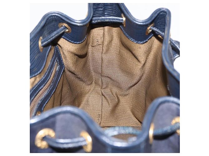 Pequin Borsa a mano in tela Pecan FENDI PVC blu navy oro Auth 146482 D'oro - vista 23