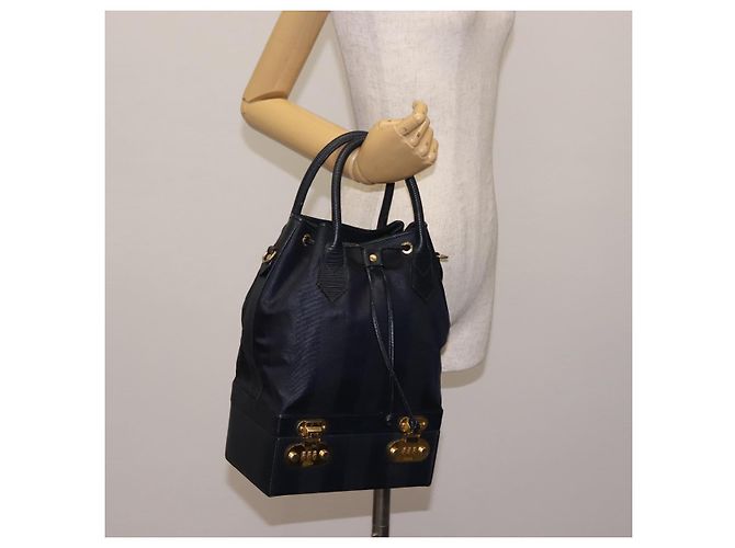 Pequin Borsa a mano in tela Pecan FENDI PVC blu navy oro Auth 146482 D'oro - vista 28