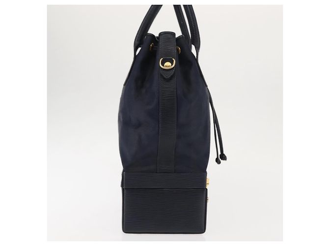 Pequin Borsa a mano in tela Pecan FENDI PVC blu navy oro Auth 146482 D'oro - vista 4