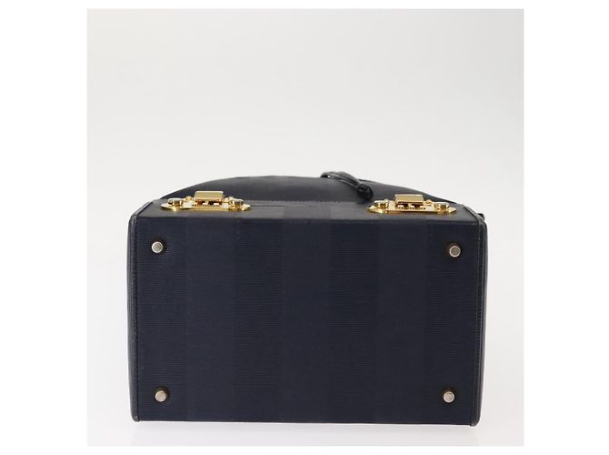 Pequin Borsa a mano in tela Pecan FENDI PVC blu navy oro Auth 146482 D'oro - vista 5