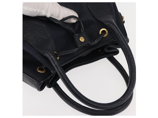 Pequin Borsa a mano in tela Pecan FENDI PVC blu navy oro Auth 146482 D'oro - vista 6