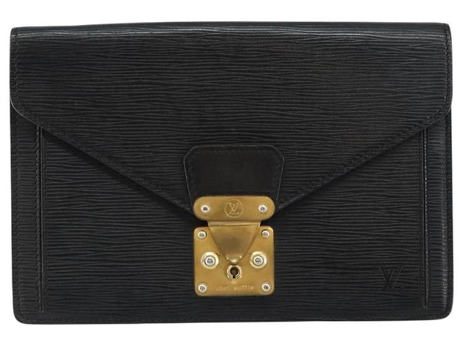 LOUIS VUITTON Epi Serie Dragonne Clutch Bag Nero M52612 LV Auth ep11370 - vista 13