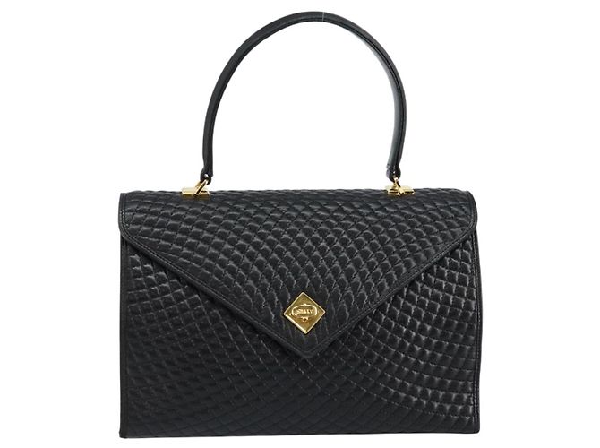 BALLY Borsa a Mano in Pelle Nera e Oro Auth BA7023 Nero D'oro - vista 13
