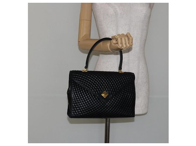 BALLY Borsa a Mano in Pelle Nera e Oro Auth BA7023 Nero D'oro - vista 23