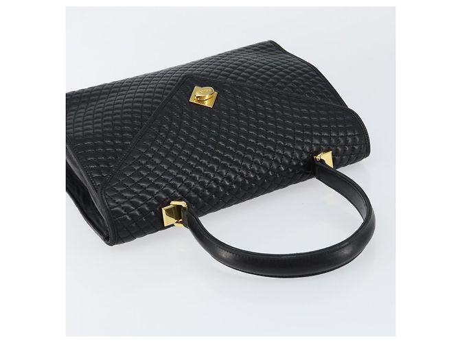 BALLY Borsa a Mano in Pelle Nera e Oro Auth BA7023 Nero D'oro - vista 6