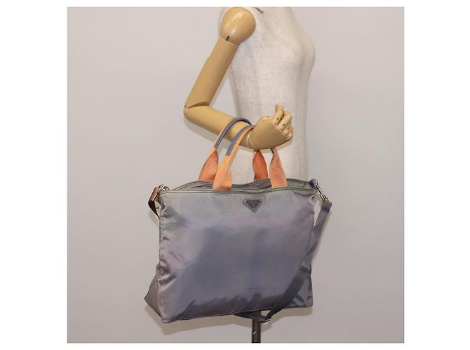 Borsa Tote PRADA Nylon 2way Viola Arancione Auth ki5999 Porpora - vista 24