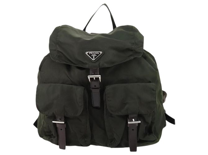 PRADA Backpack Nylon Khaki Silver Auth 147403 Silvery - view 13