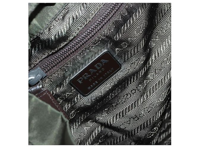 PRADA Backpack Nylon Khaki Silver Auth 147403 Silvery - view 23