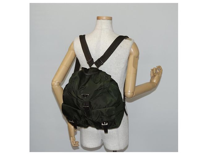 PRADA Backpack Nylon Khaki Silver Auth 147403 Silvery - view 28