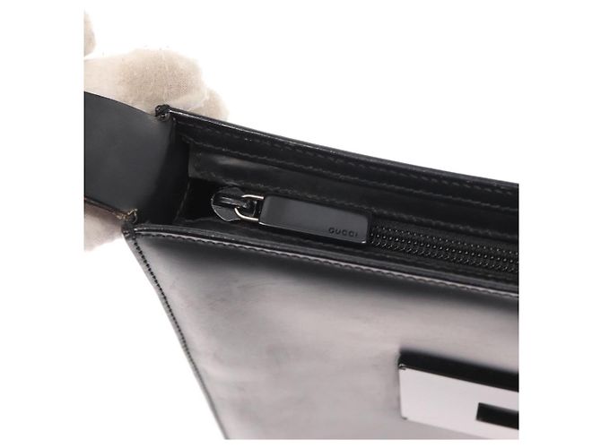 Borsa a Spalla in Pelle Nera e Argento GUCCI 001 3065 Auth ka767 Nero - vista 10